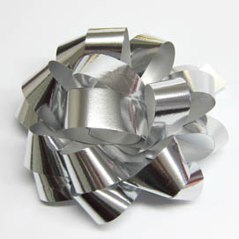 Geschenkmasche Pompon 10cmD metallic silber